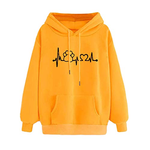 Sudaderas con Capucha Mujer,Otoño Invierno Sudaderas Estampada para Mujer Casual Mujer Chandal con Capucha de Manga Larga Moda Sudadera Chaquetas Abrigos Pullover Camisetas Tops Calle Jersey Deporte