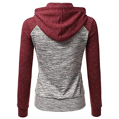 Sudaderas con Capucha para Mujer Sudaderas con Capucha De Manga Larga para Mujer con Cremallera Bolsillo Patchwork Sudadera con Capucha Prendas De Vestir Femeninas para Pulóver para Mujer