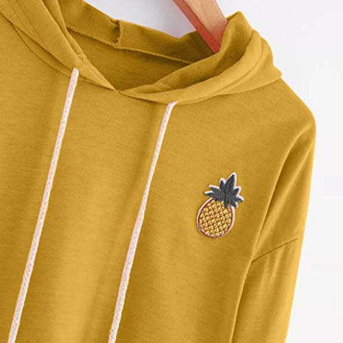Sudaderas Cortas Chica Fossen Piña de Apliques Sudaderas con Capucha de Manga Larga Pull-Over Tops Blusa para Mujer Adolescentes,Tamaño S~3XL