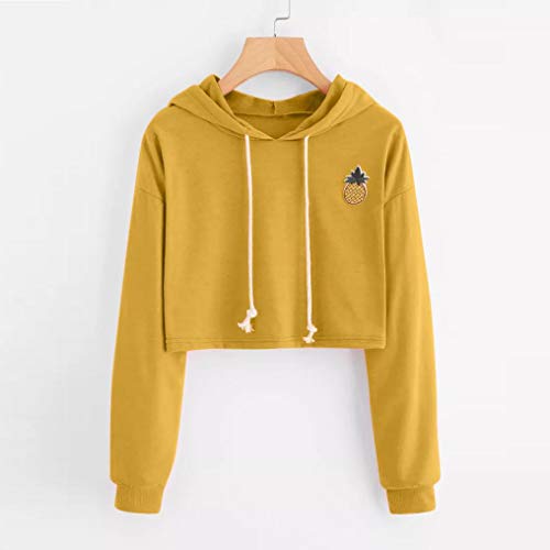 Sudaderas Cortas Chica Fossen Piña de Apliques Sudaderas con Capucha de Manga Larga Pull-Over Tops Blusa para Mujer Adolescentes,Tamaño S~3XL