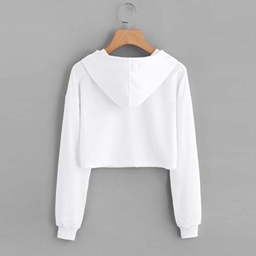 Sudaderas Cortas Chica Fossen Piña de Apliques Sudaderas con Capucha de Manga Larga Pull-Over Tops Blusa para Mujer Adolescentes,Tamaño S~3XL