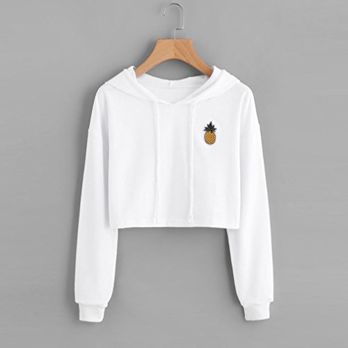 Sudaderas Cortas Chica Fossen Piña de Apliques Sudaderas con Capucha de Manga Larga Pull-Over Tops Blusa para Mujer Adolescentes,Tamaño S~3XL