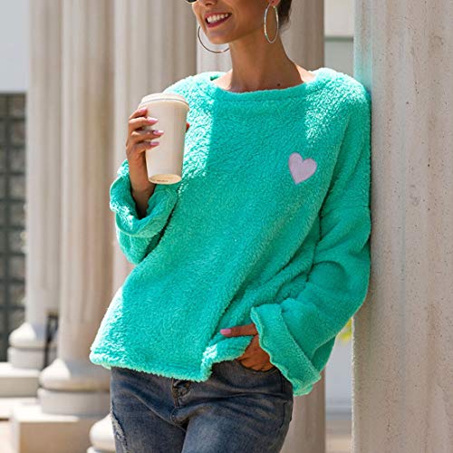 Sudaderas Hoodie Jerseys De Lana Informales para Mujer, Camisetas De Otoño, Sudaderas con Capucha De Lana con Cuello Redondo Y Manga Larga,