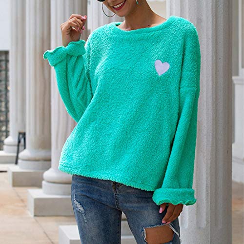 Sudaderas Hoodie Jerseys De Lana Informales para Mujer, Camisetas De Otoño, Sudaderas con Capucha De Lana con Cuello Redondo Y Manga Larga,