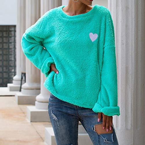 Sudaderas Hoodie Jerseys De Lana Informales para Mujer, Camisetas De Otoño, Sudaderas con Capucha De Lana con Cuello Redondo Y Manga Larga,