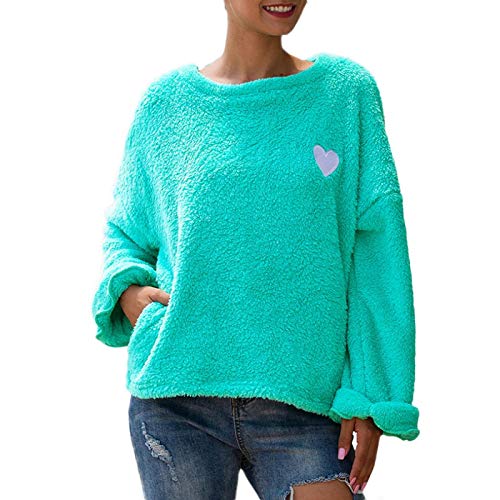 Sudaderas Hoodie Jerseys De Lana Informales para Mujer, Camisetas De Otoño, Sudaderas con Capucha De Lana con Cuello Redondo Y Manga Larga,