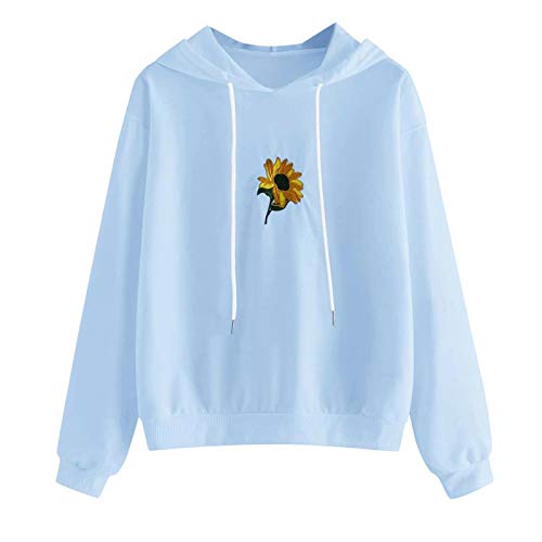 Sudaderas Hoodie Sudadera De Gran Tamaño Sudadera Pullover De Manga Larga Sudadera con Capucha Bordada con Girasol Túnica Top Jerseys con Ca