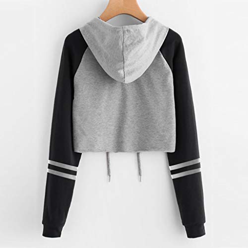 Sudaderas Mujer Casual Moda Corto Sudaderas Adolescentes Chicas Manga Larga Cuello Redondo Otoño Invierno Suéter Abrigo Hoodie Pullover Blusa Ropa Cálido riou