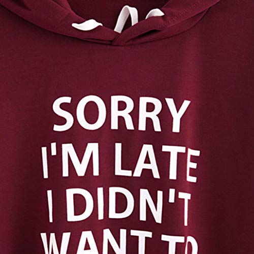 Sudaderas Mujer Marca Fossen Adolescentes Chicas Sudadera con Capucha de Manga Larga Camiseta Blusa - Sorry I'm Late I Didn'T Want TO Come