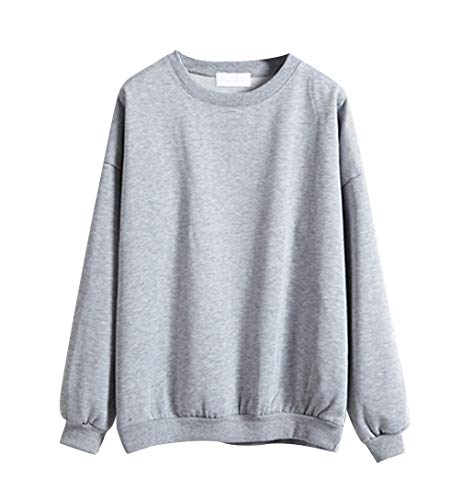 Sudaderas Mujer sin Capucha Sudaderas Lisas Chicas Sudadera Oversize Mujer Tallas Grandes Casual Sudadera Manga Larga Cuello Redondo Basicas Anchas Juveniles Chica Invierno Pullover Simples Gris M