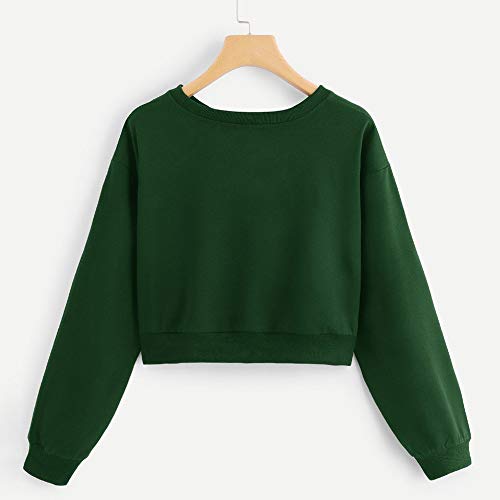Sudaderas Mujer Tumblr Cortas Chica Adolescente Niña - Color sólido Camiseta Manga Larga Anudado portivo Tops - Modernas Ropa Invierno Otoño 2019