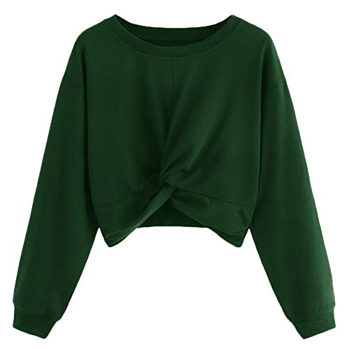 Sudaderas Mujer Tumblr Cortas Chica Adolescente Niña - Color sólido Camiseta Manga Larga Anudado portivo Tops - Modernas Ropa Invierno Otoño 2019