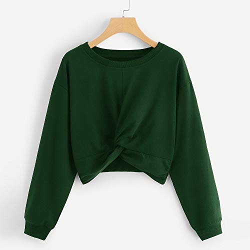 Sudaderas Mujer Tumblr Cortas Chica Adolescente Niña - Color sólido Camiseta Manga Larga Anudado portivo Tops - Modernas Ropa Invierno Otoño 2019