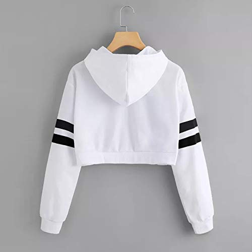 Sudaderas Mujer Tumblr Cortas con Capucha - Adolescentes Chica Niña Camiseta Manga Larga en Raya - DeportivoTops Ropa Invierno Otoño 2019