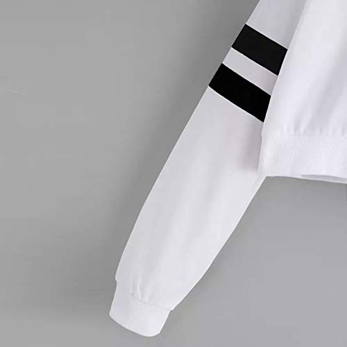 Sudaderas Mujer Tumblr Cortas con Capucha - Adolescentes Chica Niña Camiseta Manga Larga en Raya - DeportivoTops Ropa Invierno Otoño 2019