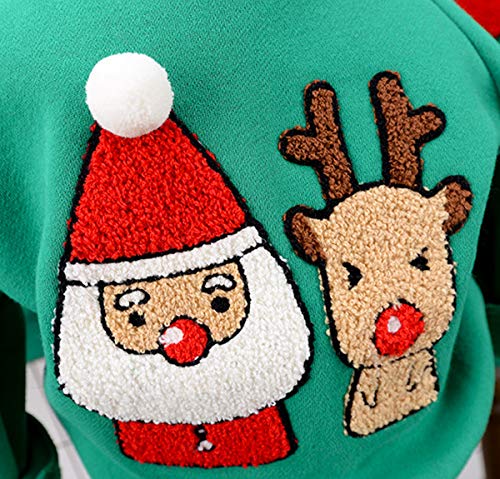 Sudaderas Navideñas Familiares Sudadera Navidad Hombre Mujer Niña Niño Jersey Suéter Navideño Sudadera Navideña Familia Reno Jerseys Navideños Parejas Cuello Redondo Ancha Larga Invierno Verde 2-4 T