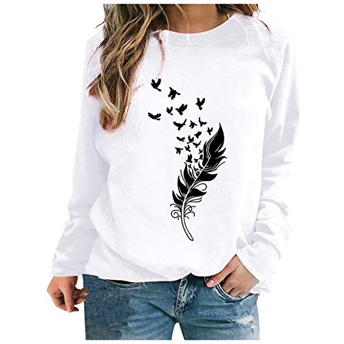 Sudaderas para Mujer, Moda Sudaderas Elegante Manga Larga Casual Impresión Pull-Over Fiesta Cuello Redondo Jersey Otoño Primavera Blusa Tops Tumblr Suéter Mujer Abrigo Deportiva Camiseta