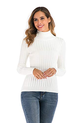 Suéter Cuello Alto para Mujer Pull-Over Tops Primavera Otoño Suéter de Punto Suéter de Invierno cálido y Elegante Suéter Elegante Calcetín Moderno Cuello Alto Alto Mujer Básico