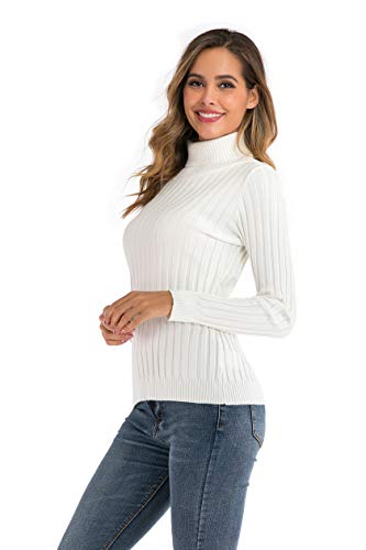 Suéter Cuello Alto para Mujer Pull-Over Tops Primavera Otoño Suéter de Punto Suéter de Invierno cálido y Elegante Suéter Elegante Calcetín Moderno Cuello Alto Alto Básico