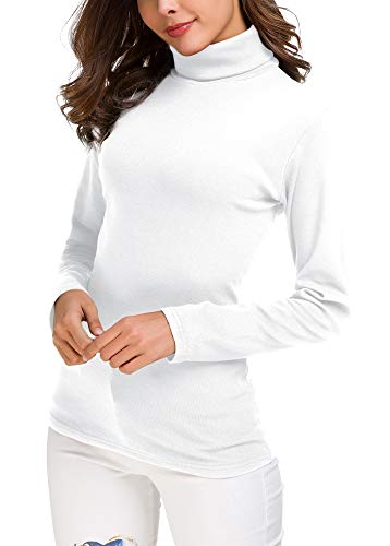 Suéter de Cuello Alto de la Mujer (M, Blanco)