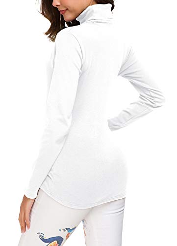 Suéter de Cuello Alto de la Mujer (M, Blanco)