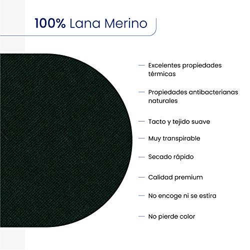 Sueter Hombre 100% Lana Merino/Jersey con Cuello de Pico de Manga Larga/Ropa de Hombres Fabricada en España/Tallas Grandes (Verde, L)