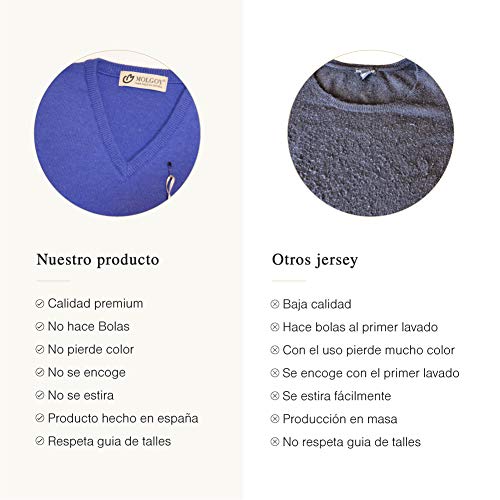 Sueter Hombre/Jersey de Punto con Cuello de Pico de Manga Larga/Ropa de Hombres Fabricada en España/Tallas Grandes (M - Slim, Azul)