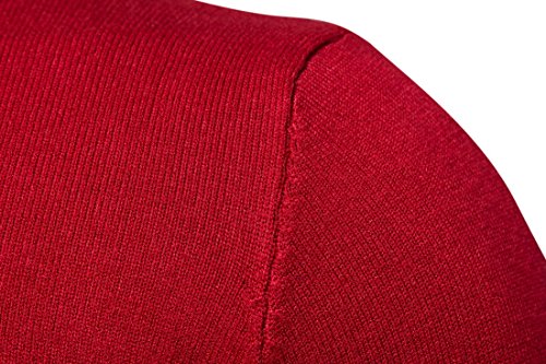 Suéter para Hombre Cuello Alto Jersey de Punto Básico Manga Larga de Color Liso