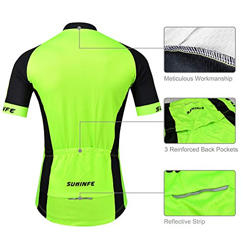 SUHINFE Conjunto Ropa Equipacion, Ciclismo Maillot y Culotte Pantalones Cortos con 5D Gel Pad para Verano Deportes al Aire Libre Ciclo Bicicleta, XL