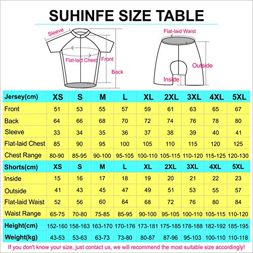 SUHINFE Traje Ciclismo Hombre para Verano, Ciclismo Maillot y Culotte Ciclismo Culote Bicicleta con 5D Gel Pad para Deportes al Aire Libre Ciclo Bicicleta, L