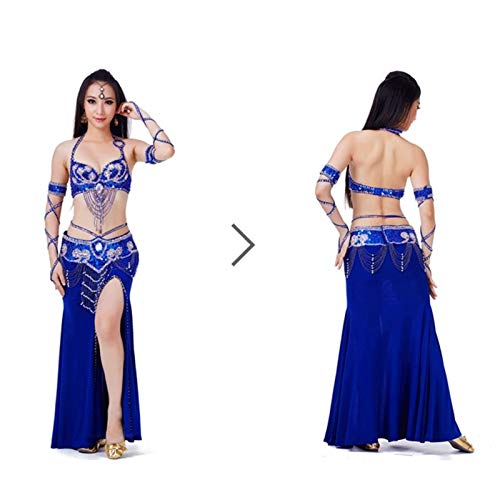 Sujetador Falda Danza del Vientre Ropa de Baile Traje de Danza del Vientre Falda Larga Flamenca Mujer Trajes de Baile Vestidos Sexy Falda Maxi (Color : Red, Size : MD)