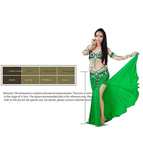 Sujetador Falda Danza del Vientre Ropa de Baile Traje de Danza del Vientre Falda Larga Flamenca Mujer Trajes de Baile Vestidos Sexy Falda Maxi (Color : Red, Size : MD)