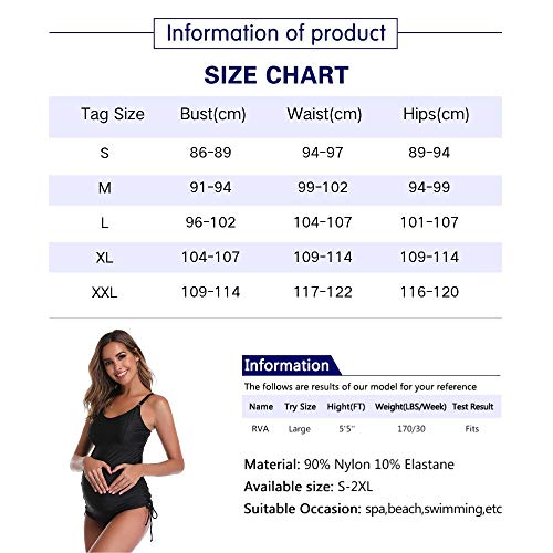Summer Mae Tankini Halter Embarazo Traje de Baño Dos Piezas de Maternidad para Mujer Negro M