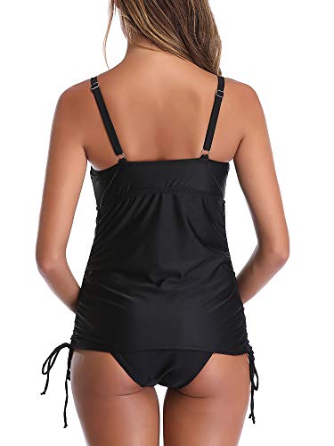 Summer Mae Tankini Halter Embarazo Traje de Baño Dos Piezas de Maternidad para Mujer Negro M