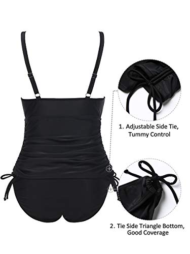 Summer Mae Tankini Halter Embarazo Traje de Baño Dos Piezas de Maternidad para Mujer Negro M