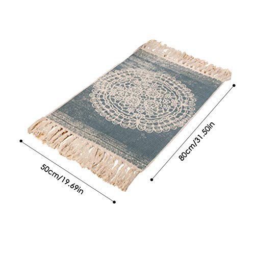 Sumshy Alfombra etnica Bohemia algodón y Ropa Alfombra Sala alfombras de habitacion de Estar Dormitorio cabecera Alfombra étnica Vintage Borla de Viento - 80x50cm