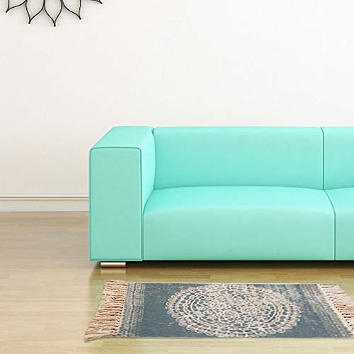 Sumshy Alfombra etnica Bohemia algodón y Ropa Alfombra Sala alfombras de habitacion de Estar Dormitorio cabecera Alfombra étnica Vintage Borla de Viento - 80x50cm