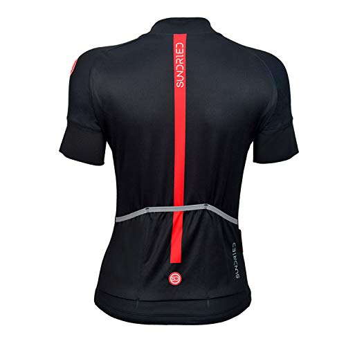 Sundried Kit de Manga Corta para Mujer Jersey de Ciclo Bici del Camino y Bicicletas de montaña (Negro, XXL)