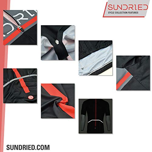 Sundried Kit de Manga Corta para Mujer Jersey de Ciclo Bici del Camino y Bicicletas de montaña (Negro, XXL)