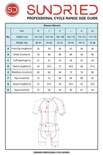 Sundried Womens Pro Trisuit Triatlón de una pieza Aero Ciclismo skinsuit Tri Suit (Negro, L)