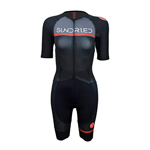 Sundried Womens Pro Trisuit Triatlón de una pieza Aero Ciclismo skinsuit Tri Suit (Negro, L)