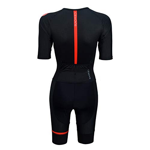 Sundried Womens Pro Trisuit Triatlón de una pieza Aero Ciclismo skinsuit Tri Suit (Negro, L)