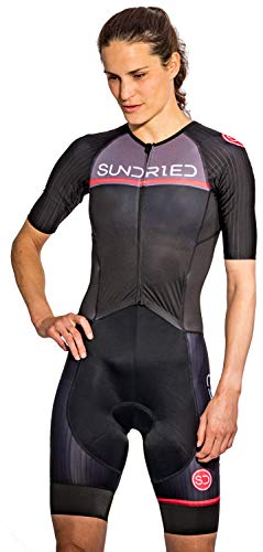 Sundried Womens Pro Trisuit Triatlón de una pieza Aero Ciclismo skinsuit Tri Suit (Negro, L)