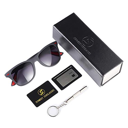 Sunmeet Gafas de Sol Polarizadas Hombre Mujere para Conducir Deportes100% Protección UV400 Gafas para Conducción (gradiente negro, 53)