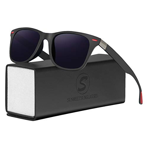 Sunmeet Gafas de Sol Polarizadas Hombre Mujere para Conducir Deportes100% Protección UV400 Gafas para Conducción (gradiente negro, 53)
