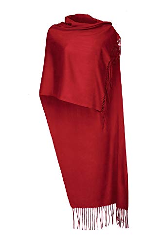 Sunning Cashmere Blend Scarf Pashmina Shawl Wrap. Ideal for for Evening & Day Wear. Soft & Warm, Easy Care Oversized Pashmina Wrap. Ladies Cashmere Scarf Wrap, One Size: 172 x 68 cms (Burnt Red)