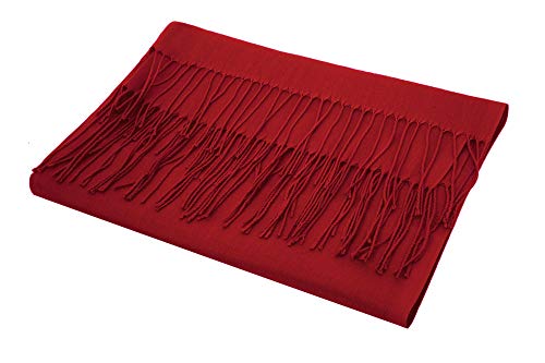 Sunning Cashmere Blend Scarf Pashmina Shawl Wrap. Ideal for for Evening & Day Wear. Soft & Warm, Easy Care Oversized Pashmina Wrap. Ladies Cashmere Scarf Wrap, One Size: 172 x 68 cms (Burnt Red)