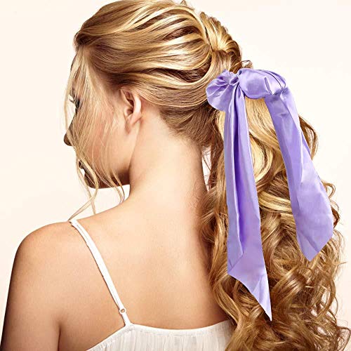 SUNPAT 8Pcs Pañuelos para el Pelo Gomas Para el Cabello Chiffon Floral Gomas Para el Cabello Bandas Para el Cabello Cola de Caballo Gomas Para el Pelo 2 en 1 Accesorios Para Mujeres Niñas