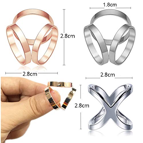 SUNSK Anillos de Bufanda de Moda Broches para Bufanda Bufanda Clip Soporte para Anillo 4 Piezas (Oro + Plata)