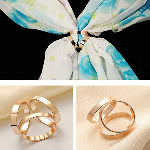 SUNSK Anillos de Bufanda de Moda Broches para Bufanda Bufanda Clip Soporte para Anillo 4 Piezas (Oro + Plata)